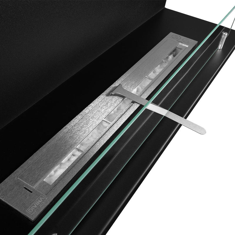 Camino a Bioetanolo da Incasso ad angolo 90x24,5x45 cm Trevi 90 Nero 