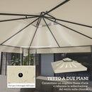 Copertura per Gazebo da Giardino 300x 300 cm Tetto Sostitutivo UPF30+ a 2 Livelli in Poliestere Crema    