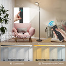 Lampada da Terra LED 22x166 cm con Telecomando Regolazione Luminosità e Temperatura in Acciaio Nero      