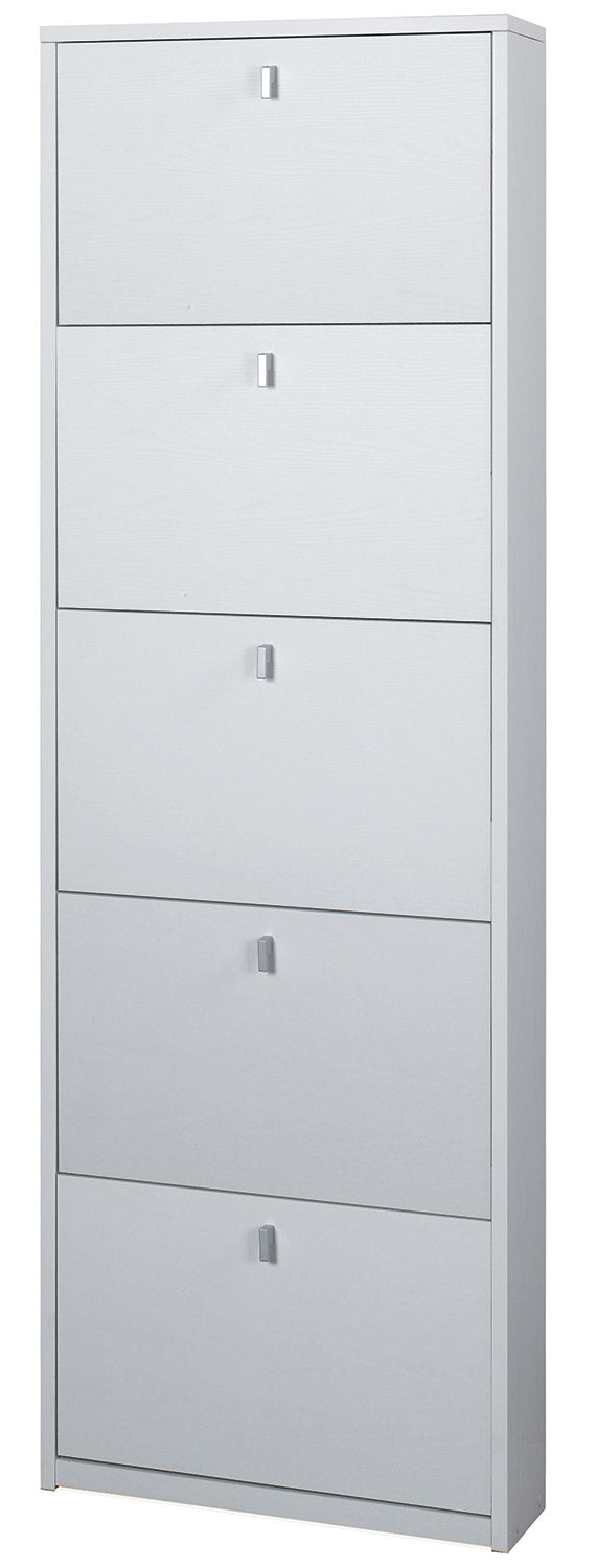 Schuhschrank 5 Türen 63x190x18 cm weiß geflammt online