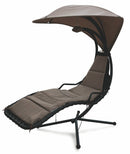 Amaca Dondolina da Giardino in Ferro e Textilene con Parasole Soriani Malibù Tortora