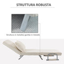 Poltrona Letto Singolo Trasformabile 65x69x82 cm in Tessuto Beige