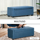 Panca Fondo Letto 120x50x44 cm con Vano Contenitore in Tessuto Blu