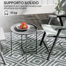 Tavolino da Giardino Pieghevole con Vassoio Rimovibile Ø46x50 cm in Acciaio Nero 