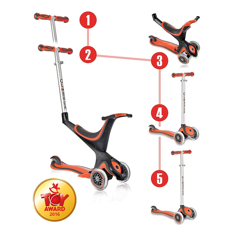 Monopattino Passeggino Triciclo a 3 ruote Evo 5 in 1 Globber Rosso