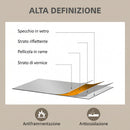 Specchio da Parete Rettangolare 50x70 cm con Ganci in Vetro e MDF Color Legno      