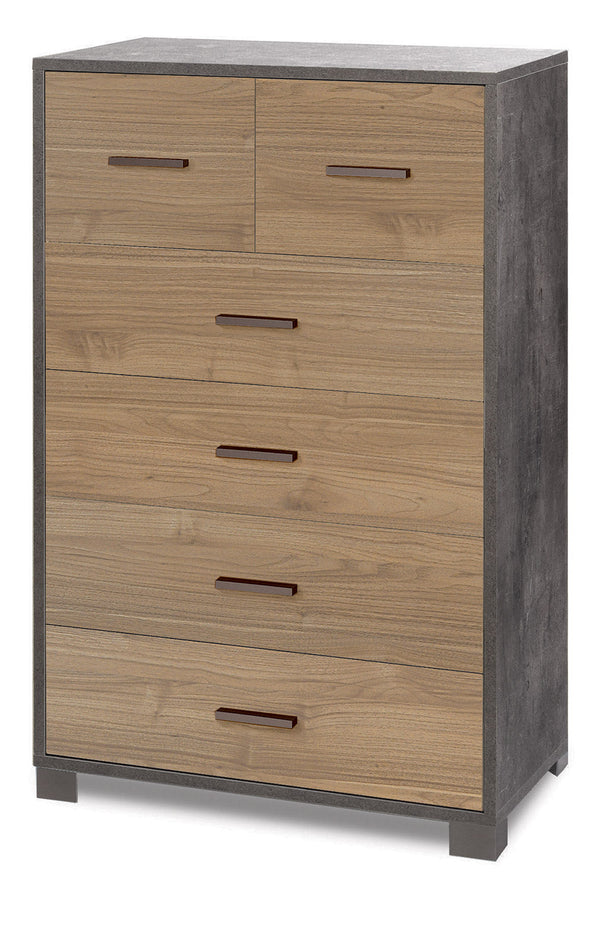 online Cassettiera 4+2 Cassetti 70x112x41 cm Ossido Nero/Noce Stelvio