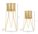 Porta Vasi Glod Coppia 21x20x46 cm - 18x18x32 cm in Ferro Oro      