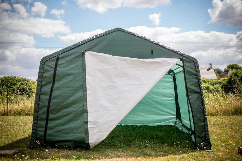 Casetta Box da Giardino 3,7x3,7xh2,4 m in Tessuto Polietilene Rinforzato 195gr/mq Verde