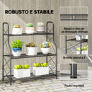 Portapiante a 3 Livelli 69x28,5x78 cm per Interni ed Esterni in Metallo Nero      