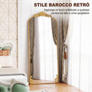 Specchio da Terra e da Appoggio Stile Vintage 75x180 cm in Vetro Temperato e Metallo Oro      