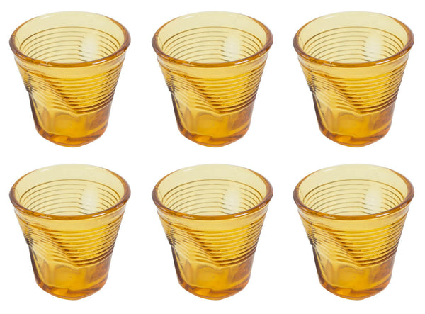 sconto Set 6 zerknitterte Espressotassen Ø6,5 cm aus Pressglas Honey Kaleidos