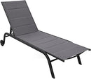 Lettino da Giardino Regolabile con 5 Inclinazioni Cleo in Acciaio e Textilene Imbottito Antracite  