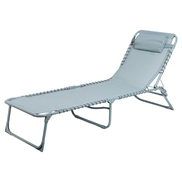 sconto Lettino Mare Richiudibile 190x58x29 cm in Acciaio e Poliestere Acquamarina Gallipoli