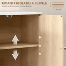 Armadietto Bagno a Parete 60x18x70 cm con Ripiano a Giorno Ante Decorate e Piano Effetto Marmo in MDF Rovere      