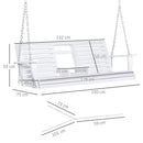Dondolo 3 Posti da Esterno 150x75x53 cm con Tavolino Centrale e Portabicchieri in Legno e Metallo Bianco      