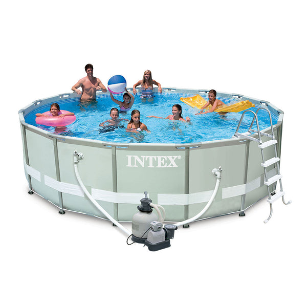 Runder oberirdischer Pool H132x549cm mit Leiterpumpe und Intex Ultra Frame Handtüchern prezzo