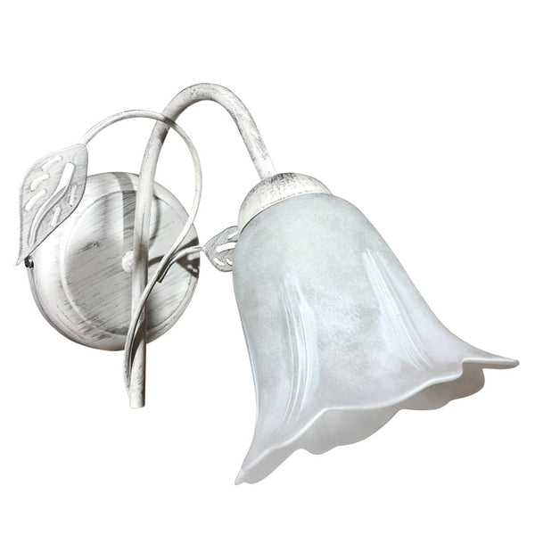 Wandleuchte 1xE14 Weiß Silber Rahmen Weiß Schwammglas E-Energy Teresa sconto