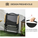 Set 2 Sedie per Esterni 54x59x78 cm Seduta in Tessuto Oxford e Acciaio  Nero  