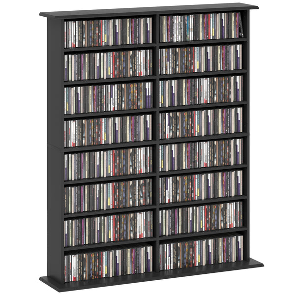 Libreria Porta CD 106,5x24x123,7 cm Design Moderno 16 Ripiani in Legno Nero acquista