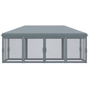Gazebo da Giardino 600x300 cm Pieghevole con 6 Zanzariere e Pulsante in Acciaio e Poliestere Grigio 