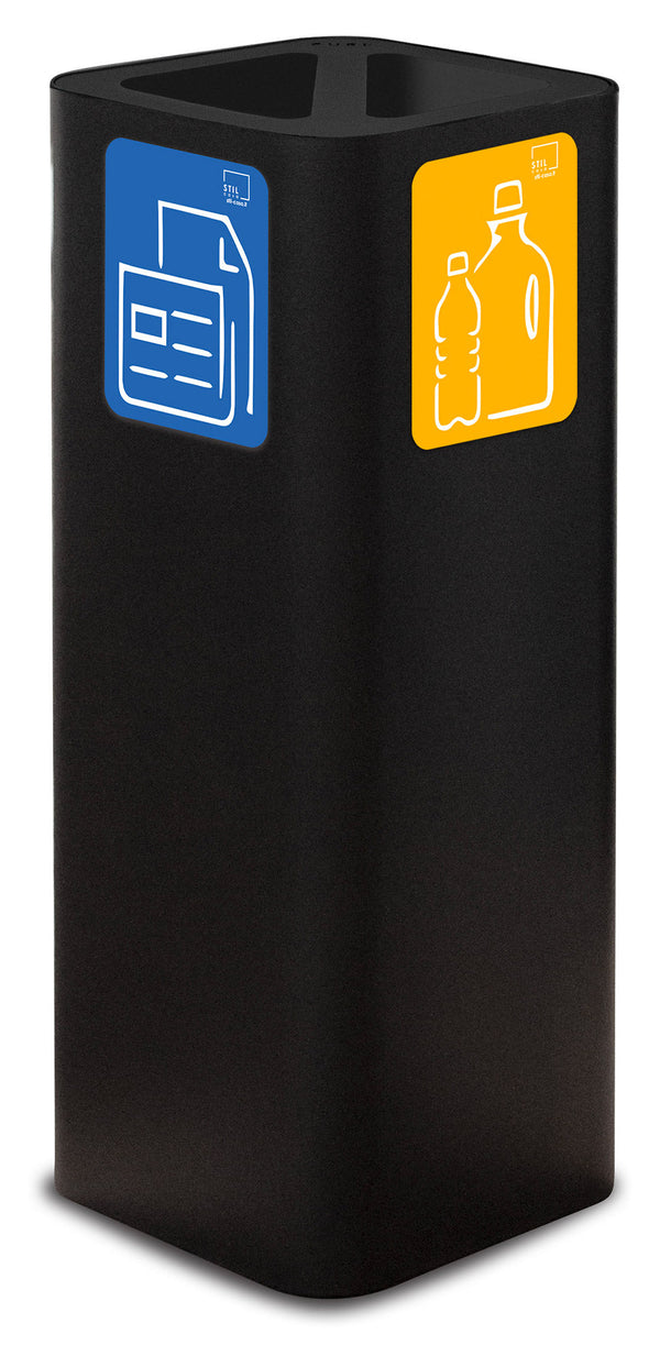 Pattumiera Per Raccolta Rifiuti 30x30xh80 cm In Acciaio Verniciato Cover a 2 Scomparti Nero acquista