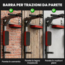 Stazione Fitness 2 in 1 da Parete per Trazioni e Dip Supporta Max 200 Kg in Acciaio Rossa      