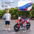 Moto Elettrica per Bambini 3+ Anni Licenza Honda CRF 450R 104x55x67 cm 12 V con Batteria al Litio e Sospensioni in ABS Rosso      