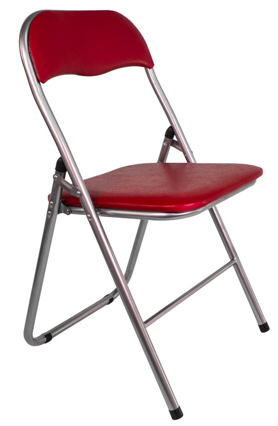 Set 6 Sedie Pieghevole 45x45x45/80 cm in Acciaio e PVC Imbottito Rossa