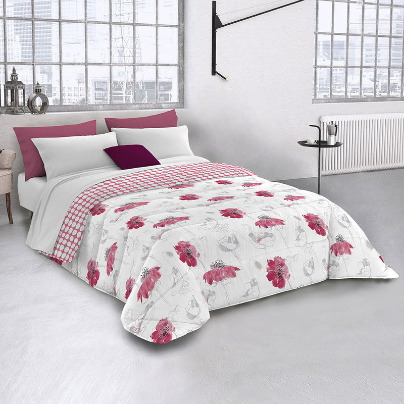 Trapunta Matrimoniale con Stampa Papavero Rosso