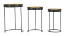 Tavolinetti Alti Bascket Botis Set 3 Pz Ø42,5x60-35,5x54-30,5x49 cm in Ferro Nero