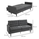 Divano Letto 200x79x96 cm in Tessuto Grigio