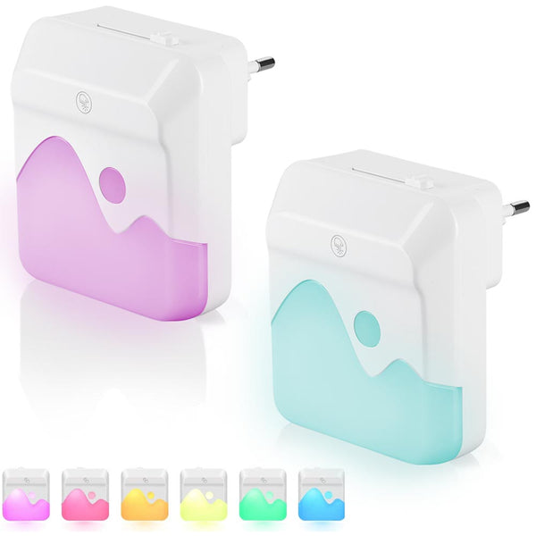 online 2 Lampade Notte Luce Notturna LED 3 Funzioni RGB Bianco Dimmerabile Crepuscolare