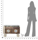 Tavolo da Caffé Old Style con Vetro 83x80x52,5 cm Legno di Abete e MDF e in Ferro Marrone