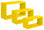 Set 3 Mensole da Parete Rettangolare in Fibra di Legno Trittico Giallo Canarino
