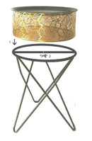 Set 2 Tavolini Ø40x66-35x56 cm in Metallo Nero e Oro