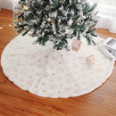 Gonna Copribase per Albero di Natale Ø80 cm in Peluche con Fiocchi di Neve Gold      