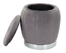 Puff Contenitore Paris Ø43x43 cm in Legno Spugna e Poliestere Grigio e Argento
