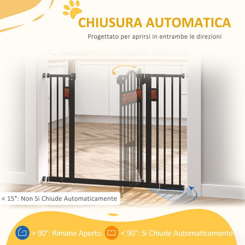 Cancelletto per Cani di Taglia Media e Piccola 74-105x76,2 cm con Chiusura Automatica Nero      