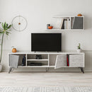 Mobile TV 1 Anta e Mensola 48x35,6x180 cm in MDF Fiona Bianco e Grigio