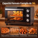 Forno Elettrico 1500 W 36 L 53,1x38x35 cm con Temperatura Regolabile Max 230° Timer 60 min Griglia Teglia e Manico      