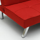 Divano Letto 175x83x74 cm in Tessuto Rosso