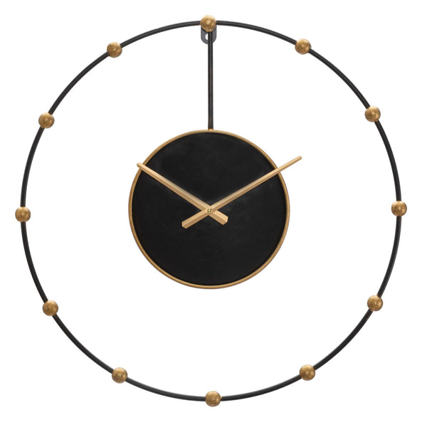 Pearl Wanduhr Ø61x4,5 cm in Black Iron acquista