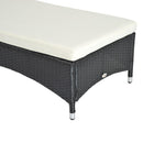 Lettino da Giardino Reclinabile in Rattan Sintetico con Materassino Imbottito e Ruote Nero 