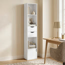 Libreria 30x24x158 cm con Cassetti e Ripiano Regolabile in Legno Bianco      