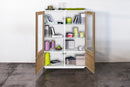 Mobile Vetrina 4 Ante 100,1x41,4x146 cm Bloom Bianco Lucido e Noce