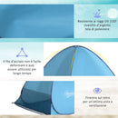 Tenda da Spiaggia Campeggio per 2-3 150x115x110 cm con Tasche Portaoggetti Blu