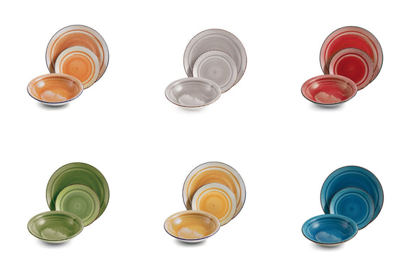 acquista Villa d'Este Home Tafelservice aus Steinzeug 18-teilig Tivoli Times Multicolor