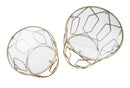Tavolinetti Tunisi Coppia Ø42x53-38x47 cm in Ferro e Vetro Oro