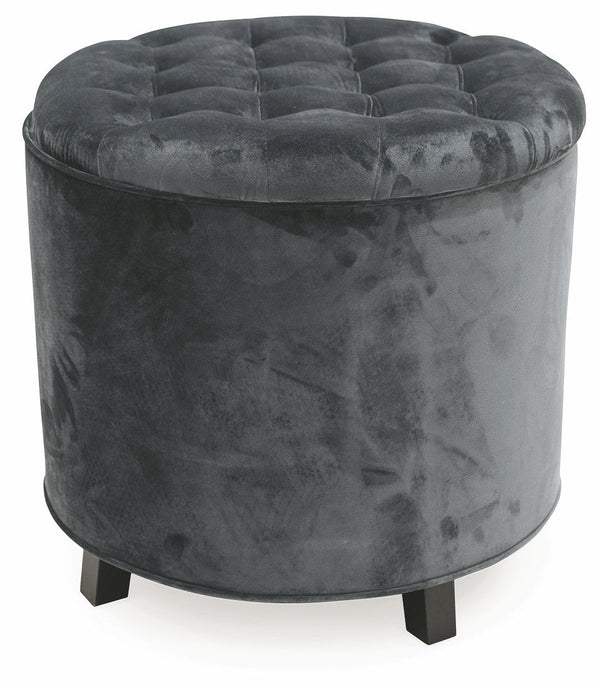 Hocker Fußstütze Container Ø55x55 cm in dunkelgrauem Soriani-Samt sconto